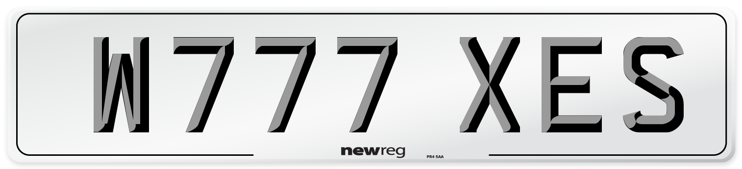 W777 XES Number Plate from New Reg